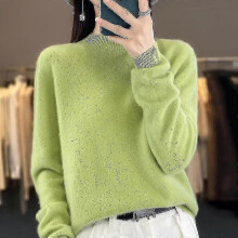(S, Light fruit green) Cashmere Sweater For Women 100% Cashmere Lightweight Long Sleeve Crew Neck Knitted Sweater