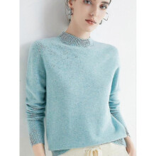 (S, Jiahua Green) Cashmere Sweater For Women 100% Cashmere Lightweight Long Sleeve Crew Neck Knitted Sweater