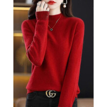 (L, Wine red) Cashmere Sweater For Women 100% Cashmere Lightweight Long Sleeve Crew Neck Knitted Sweater