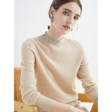 (XXL, Raw velvet rice) Cashmere Sweater For Women 100% Cashmere Lightweight Long Sleeve Crew Neck Knitted Sweater