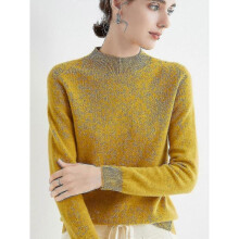 (XL, Mustard yellow) Cashmere Sweater For Women 100% Cashmere Lightweight Long Sleeve Crew Neck Knitted Sweater