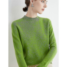 (M, light green) Cashmere Sweater For Women 100% Cashmere Lightweight Long Sleeve Crew Neck Knitted Sweater