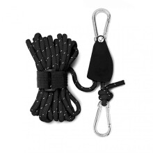 (Large Size, Black) Portable Adjustable Fix Camping Rope Wear-resistance Camping Pulleys Adjuster for Outdoor