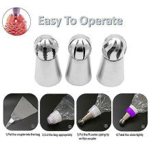 3pcs Russian Spherical Ball Piping Tips Icing Piping Nozzle Pastries Nozzle Fondant Cupcake Baking Tool New