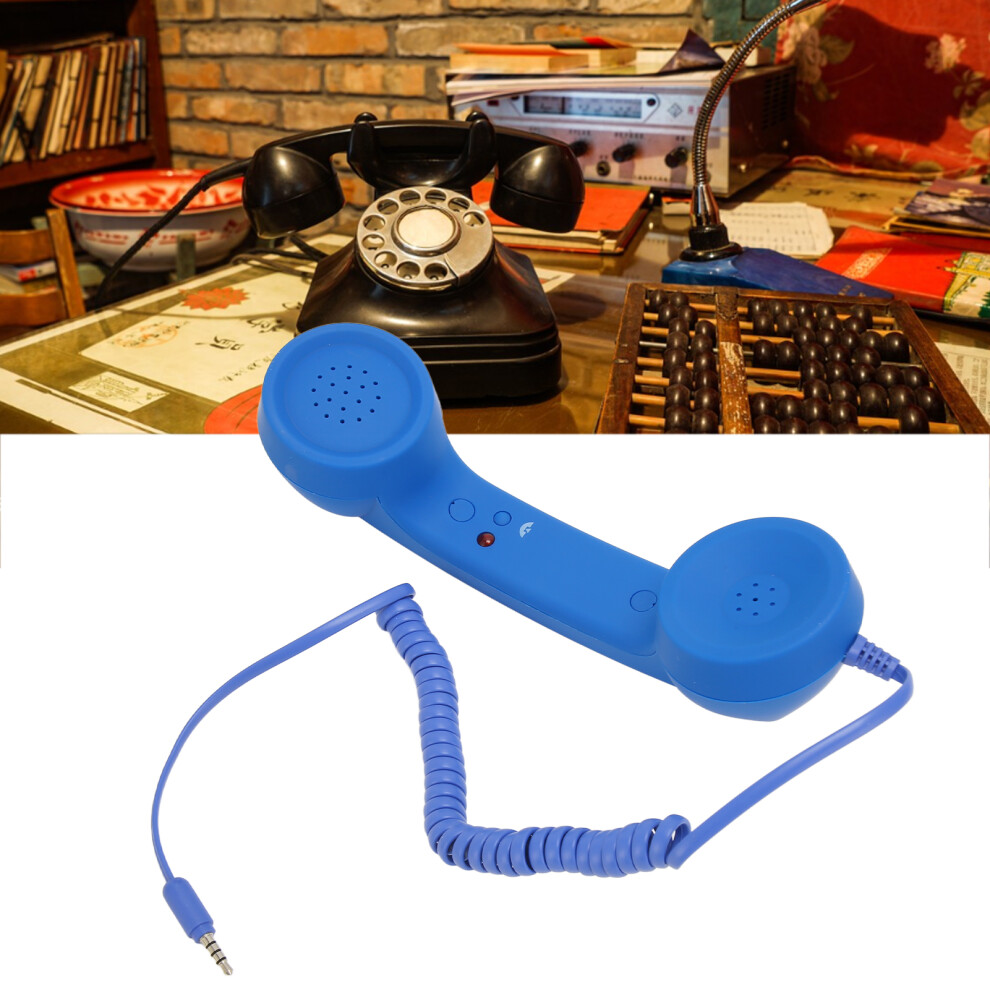 Retro Telephone Handset Receiver - 3.5Mm Plug Radiation Safe Blue 5031351834568