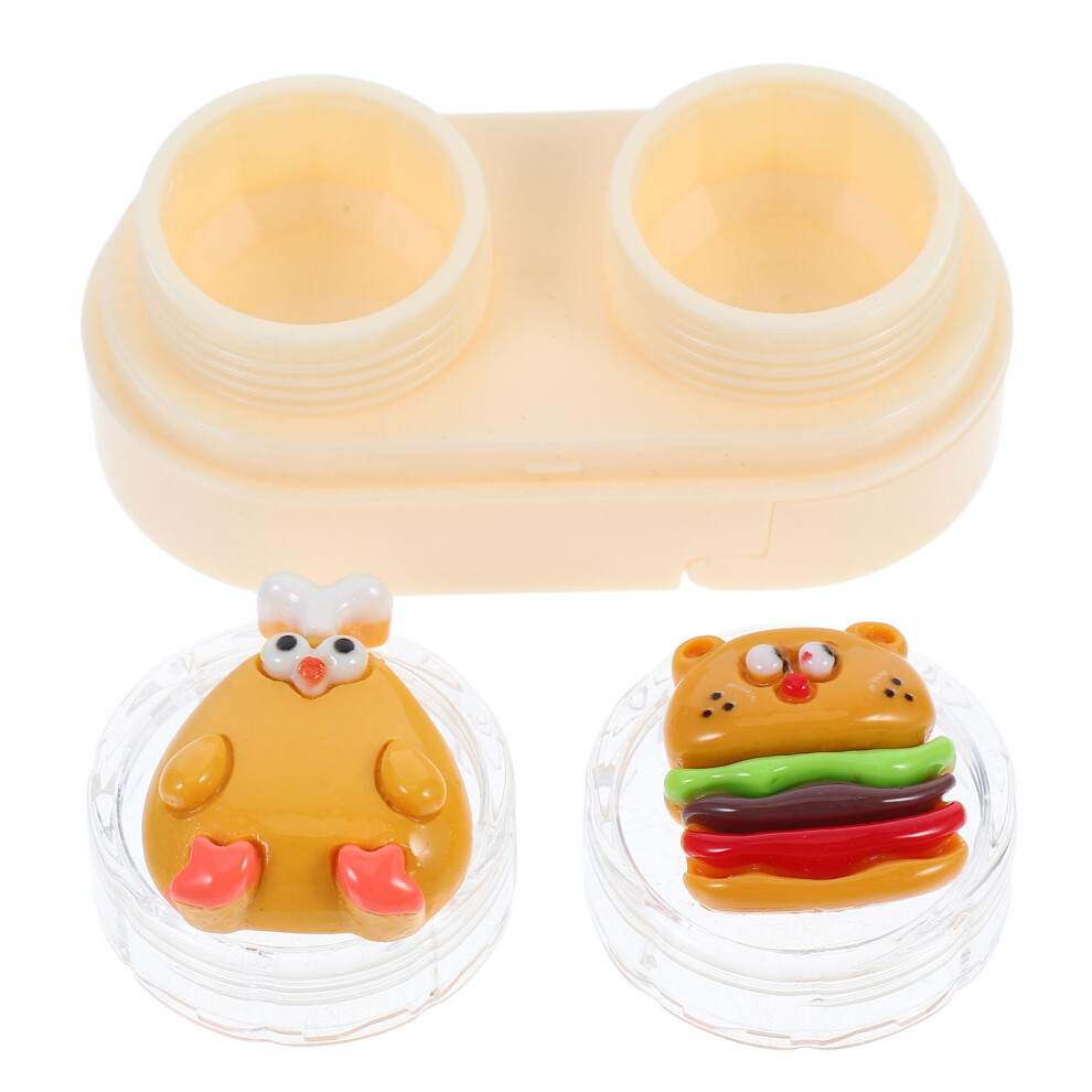 Inoomp Contacts Lens Case Cute Animal Compact With Drawer And Tweezers