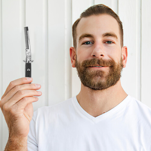 1Pc Foldable Metal Spring Comb With Plastic Handle For Men 2
