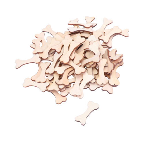 100Pcs Bone Shape Wooden Cutouts For Craft Art Diy Projects