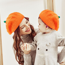 (Orange child) Parent child Knitted Hat New Pumpkin Warm Berry Knitted Hat