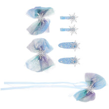 7Pcs Children Christmas Snowflake Bow Hairpins Lovely Hair Accessories