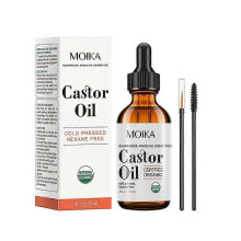 (1PCS) Castor Oil Organic 60ml - 100% Pure, Cold Pressed, Hexane Free - Volumizing Serum for Hair, Eyelashes, Eyebrows - Skin Moisturizer