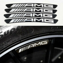 4 stuks lichtmetalen velgstickers Mercedes AMG velgsticker embleem zwart