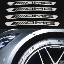 4 stuks lichtmetalen velgstickers Mercedes AMG velgsticker embleem zilver