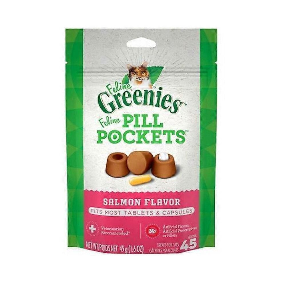 Greenies Pill Pockets Salmon Flavor Cat Treats, 1.6 oz