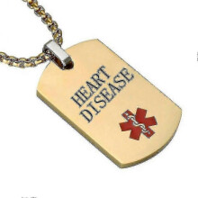 (HEART DISEASE) Type 1 Diabetes Medical Alert Gold Dog Tag Pendant Necklace for Men 2025