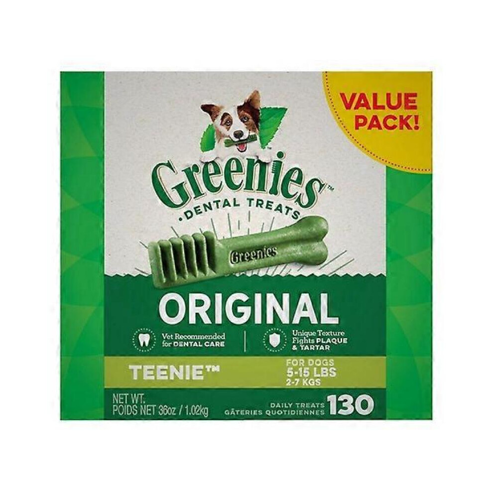 Greenies Original Dental Dog Chews, Teenie - 130 Treats - (Dogs 5-15 lbs)