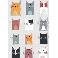 Hand-Finished Cats Greeting Card Embellished Cat Design Blank For Any Occasion