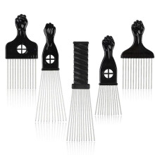 Hair Pick - 5 Pcs Metal Picks for Hair, Afro Pick Combs for African American Hair Styling, Fist Hair Pick Comb for Women and Men