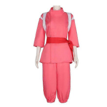 (M, female) Chihiro Cosplay Costume Pink Spirit Girl Uniform Set with Belt Anime Inspired Outfit for Women 2025