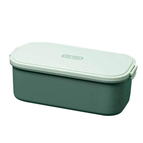 (green) Ice Tray Mold Freezer Silicone Plastic Lid 32 Grids Creative Storage Box Refrigerator