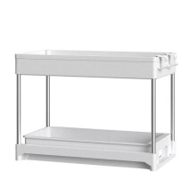 (2) Under Sink Storage Rack- Multi-use Kitchen Organizer with Sliding Drawer, Durable Stainless Steel, Bathroom Vanity Organizer