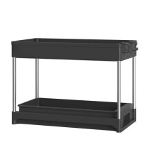 (1) Under Sink Storage Rack- Multi-use Kitchen Organizer with Sliding Drawer, Durable Stainless Steel, Bathroom Vanity Organizer