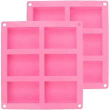 Rectangular Silicone Mold, Set of 2 Rectangular Silicone Soap Molds - with 6 Cavities - for Soap Making, Muffins, Cupcakes, Chocolates, Cookies, Craft