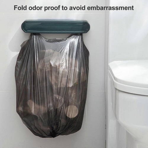 (white) Foldable Trash Holder. Wall Mounted Garbage Bag Rack. Convenient Kitchen Organizer 1