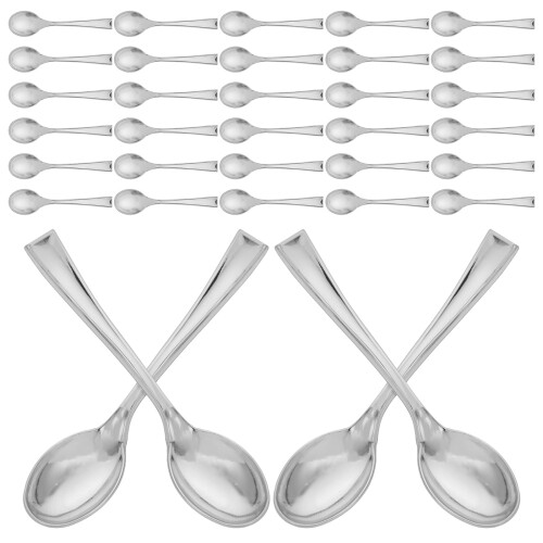 50 Unidades Mini Plateada Desechable Para Postres