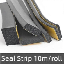 (10mm x 15mm x 2m) EPDM Self-Adhesive Sponge Seal Strip, Black Foam with Strong Single-Sided Adhesive, Soundproof Anti-Collision Gasket