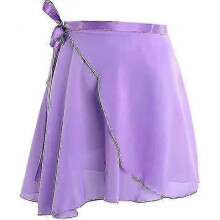 (l, purple) Girls Chiffon Wrap Skirt Ballet Skirt Sheer Dance Skirt