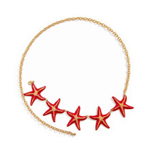 (Red) Pendant Long Elegant Waist Chain Metal Starfishes Body Chain Daily Wear Chain for Holiday Fashion Enthusiasts  Yellow