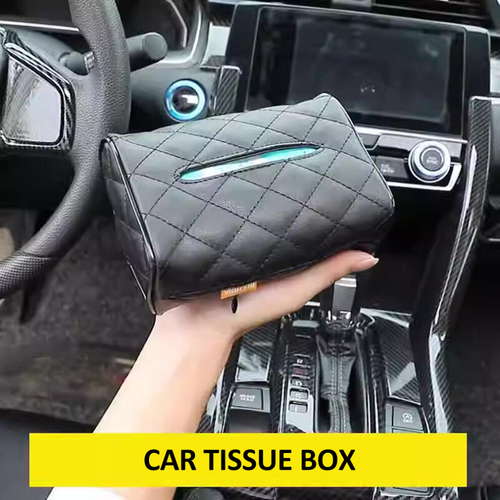 Car Tissue Holder Pu Leather 17.5X12x8.5cm Suv Truck Van Accessories Black 9471351841764