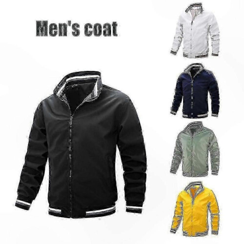 (M,Dark Blue)Men's Lightweight Bomber Jacket Windbreaker Active Coat with Full Zip and Standing Collar for Spring Fall - DSW 2
