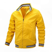 (M, Yellow) Men's Lightweight Bomber Jacket Windbreaker Active Coat with Full Zip and Standing Collar for Spring Fall - DSW