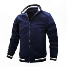 (M, Dark Blue) Men's Lightweight Bomber Jacket Windbreaker Active Coat with Full Zip and Standing Collar for Spring Fall - DSW