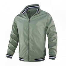 (XL, Green) Men's Lightweight Bomber Jacket Windbreaker Active Coat with Full Zip and Standing Collar for Spring Fall - DSW