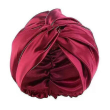 (Wine Red) Double Layer Mulberry Silk Sleeping Cap Night Silk Sleep Cap For Women