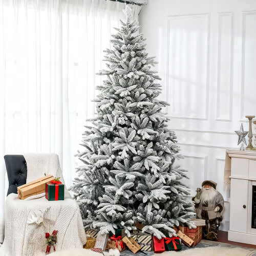 Living And Home 7FT/ 210cm Flocked PE Christmas Tree with X-Frame Stand