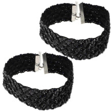 Shiny Sequin Necklace Women Choker Short Collar Accessory Halloween 2Pcs - DSW