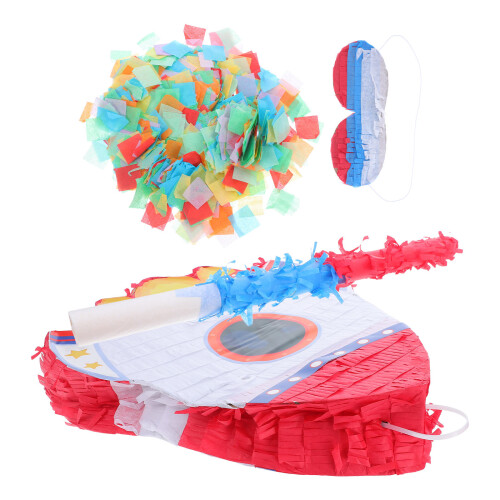 2Stk Rocket Pinata Deko Mit Augenbinde Stab Konfetti Party 2
