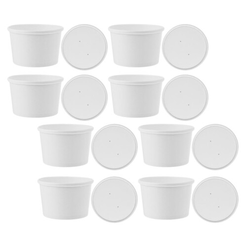 20 Sets Einweg Joghurt Schalen Papier Eisbecher Verpackung Mit Deckel