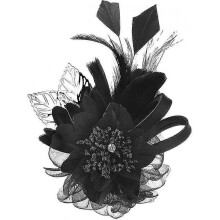 (Type A Black)Fast shopping Feather Flower Brooch Pins Vintage Elegant Brooch Lapel Pin Jewelry Corsage for Hat Bag Dress Suit Gifts for Women