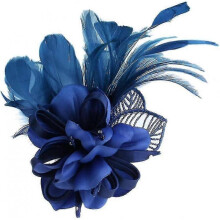 (Blue)Fast shopping Feather Flower Brooch Pins Vintage Elegant Brooch Lapel Pin Jewelry Corsage for Hat Bag Dress Suit Gifts for Women
