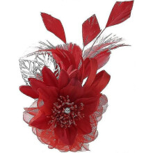 (Type A Red)Fast shopping Feather Flower Brooch Pins Vintage Elegant Brooch Lapel Pin Jewelry Corsage for Hat Bag Dress Suit Gifts for Women