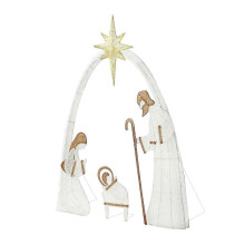(125 cmx38.9 cmx156 cm, White) Nativity Scene Christmas Decoration Light up for Themed Party Lawn Courtyard  [PB]
