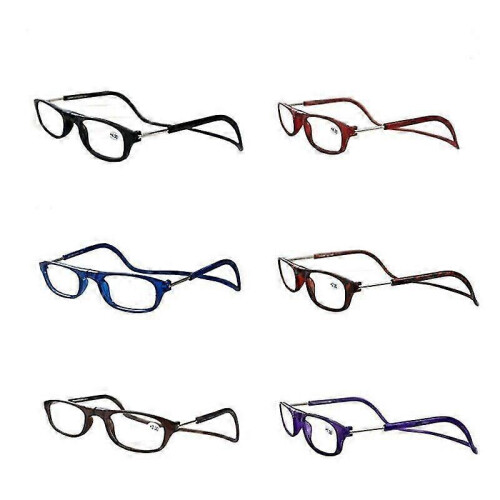 (1.00 strength,Leopard)Hanging Eyeglasses Folding Magnetic Reading Glasses Front Click Connect Neck Hot 1