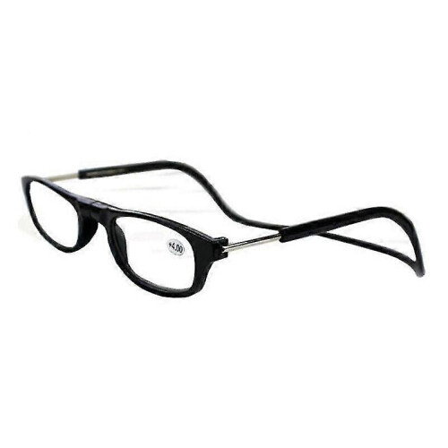 (4.0 strength,Black)Hanging Eyeglasses Folding Magnetic Reading Glasses Front Click Connect Neck Hot