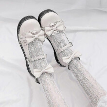 (5, beige) Cute Sweet Lolita Shoes Bow Kids 2022 New Autumn Lolita Shoes Red Flat Bottom Uniform Jk Shoes Mary Jane Shoes Harajuku