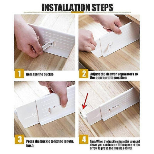Drawer Dividers Organizer, Kitchen Drawer Divider, Adjustable Drawer Dividers for Clothes, Drawer Separators 4 Pack 2